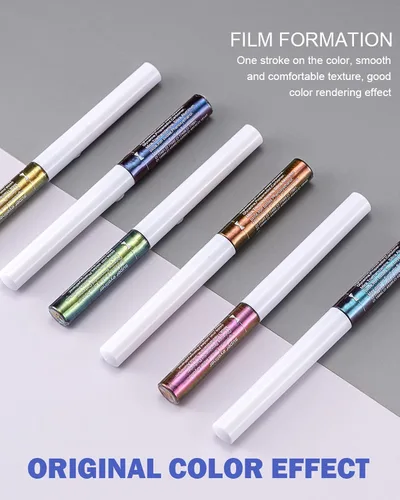 Vista 7 de Chameleon - Delineador de ojos con purpurina líquida, 1 bolígrafo dorado metálico de alta pigmentación para maquillaje para sombra de ojos, punta 01#