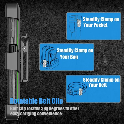 Vista 4 de Tekcoo Funda con clip para Galaxy A14 5G [Tshell] Absorción de golpes [Pantalla integrada] [Cinturón de bloqueo con función atril] Funda de cuerpo