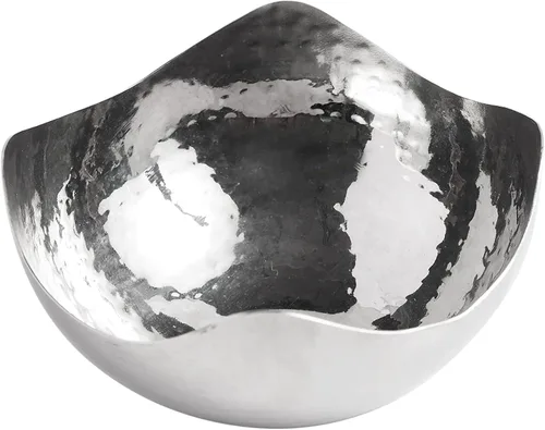 Vista 5 de Hosley tazón de metal de acero plateado de 5.75 pulgadas, ideal para popurrí seco, velas redondas, bodas, eventos especiales, centros de mesa