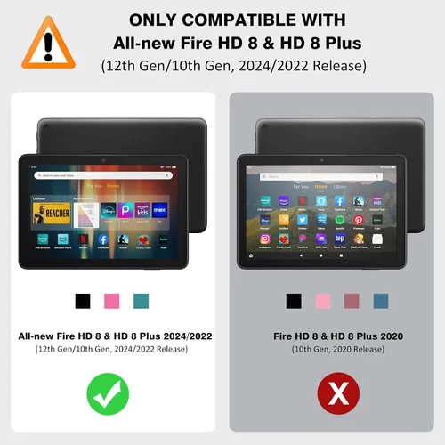 Vista 2 de MoKo Funda para tableta Amazon Kindle Fire HD 8 y 8 Plus (12ª generación - versión 2024/2022) de 8 pulgadas, ultra transparente, suave, flexible