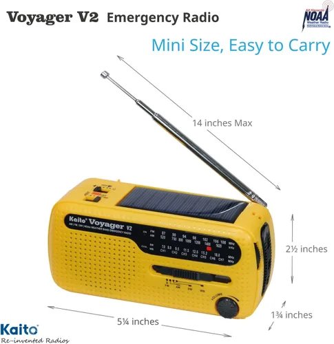 Vista 7 de Kaito Mejor NOAA y SW Portátil Solar/Manivela de mano AM/FM, radio de emergencia meteorológica de onda corta y NOAA con cargador de teléfono celular