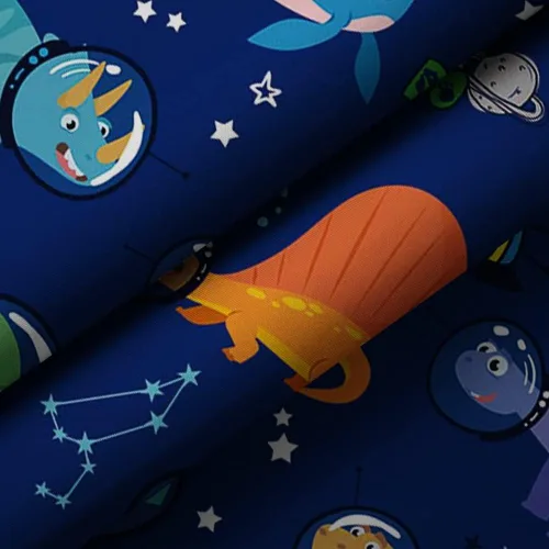 Vista 6 de MEHOFOND Cortina de ducha con diseño de dinosaurio para niños, diseño de animales divertidos de astronautas, dinosaurio, multicolor, tela