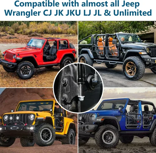Vista 7 de BETOOLL Espejos para puertas fuera compatibles con Jeep Wrangler JK CJ JKU LJ JL y Unlimited - Espejos laterales de bisagra de puerta compatibles