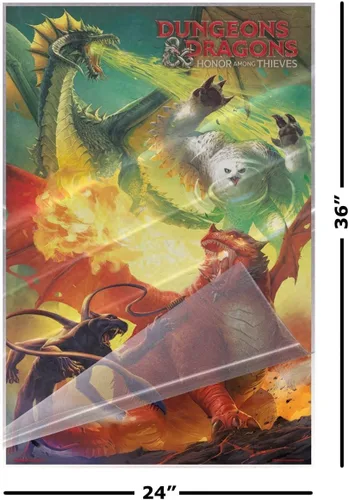 Vista 2 de Dungeons & Dragons: Honor Among Thieves - Fantasy Poster (Dragon Battle) (Size: 24" x 36") (Laminated Poster)