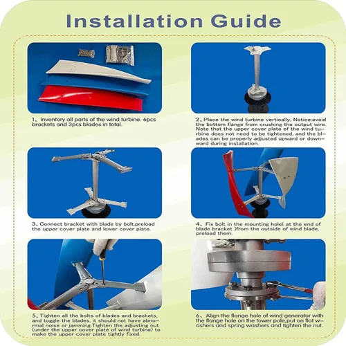 Vista 4 de Kit generador de turbina eólica, 400 W, 12 V/24 V, 3 aspas, portátil, vertical, hélice, generador de turbina eólica, kit de generador de turbina