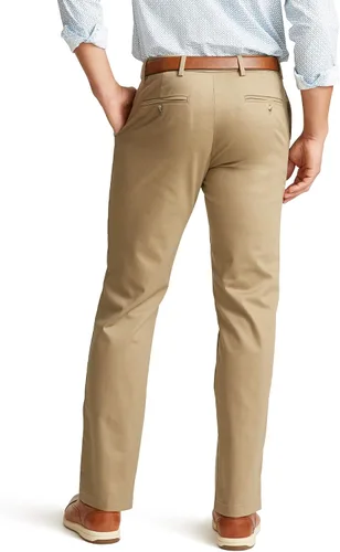 Vista 3 de Dockers Signature Lux Pantalones elásticos de algodón para hombre, ajuste recto, caqui.