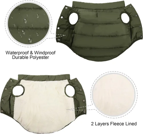 Vista 4 de ASENKU Abrigo de invierno para perro, resistente al viento, chaqueta de forro polar impermeable, ropa para mascotas para perros pequeños, medianos