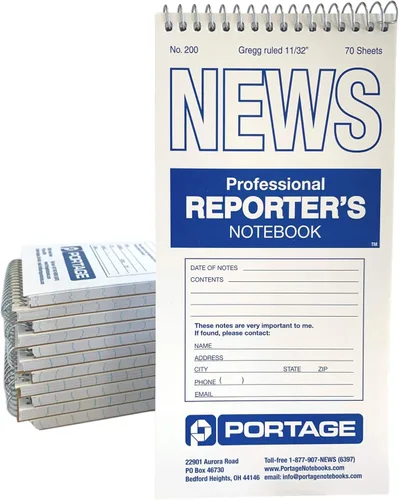 Vista 3 de Cuaderno del Portage Reporter, # 200 Gregg de rayas, 70 hojas, 4" x 8", Blanco
