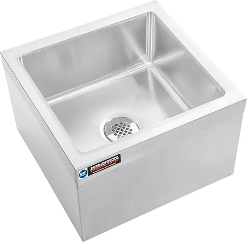 Vista 7 de DuraSteel 19x22x12 Fregadero de piso comercial para trapeador - Fregadero de servicio de habitación utilitaria de acero inoxidable 304 certificado