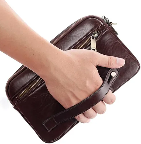 Vista 4 de Hebetag Cartera de cuero para hombre organizador de muñeca