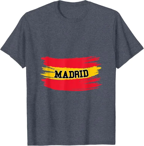 Vista 26 de Camiseta familiar de España Madrid con bandera española envejecida, Negro