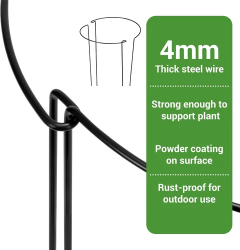 Vista 4 de Kikhope Estacas de soporte para plantas, paquete de 8 estacas de metal para jardín, jaula de soporte de peonía semicircular, soporte de bordes