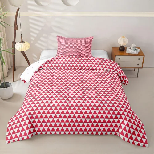 Vista 7 de Manfei Geometric Triangle Twin Size Bedding Set with 1 Pillowcase - Triangles Bedding Set for Kids Boys Girls Bedroom,Modern Simple 2 Pieces All