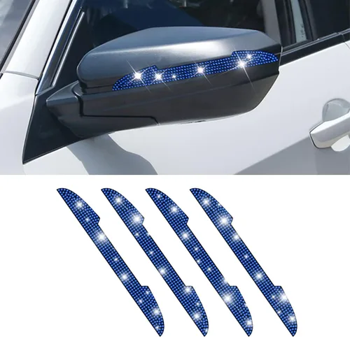 Vista 16 de 4 protectores de arañazos con diamantes de imitación para manija de puerta de auto, universales, para espejo retrovisor lateral, protector de borde