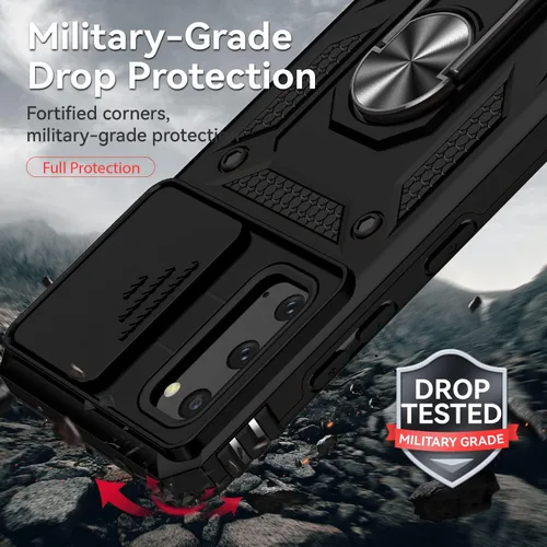 Vista 5 de Funda para Samsung Galaxy S20 con cubierta para lente de cámara, protector de pantalla HD, doble capa de grado militar, probada contra caídas
