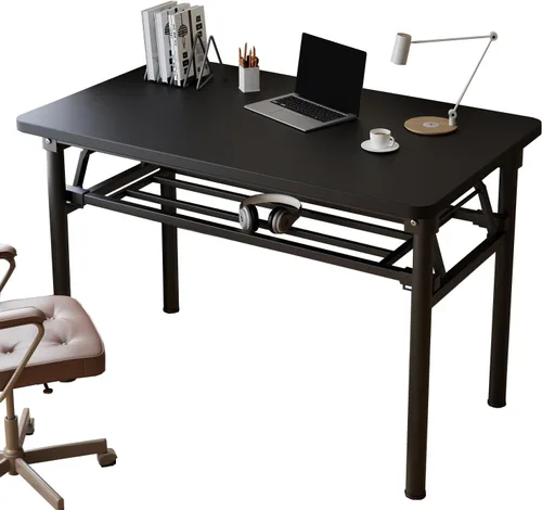 Vista 9 de Escritorio plegable, escritorio plegable de 31.5 pulgadas para espacios pequeños, escritorio plegable para computadora que ahorra espacio, diseño