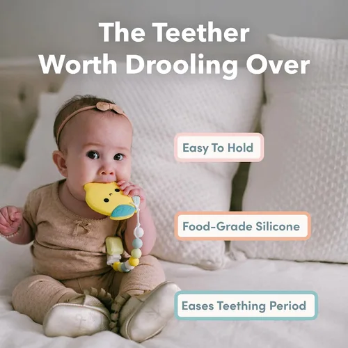 Vista 2 de Loulou Lollipop - Mordedor de silicona para bebés de 4 meses en adelante, juguete de dentición texturizado para encías doloridas, silicona de grado
