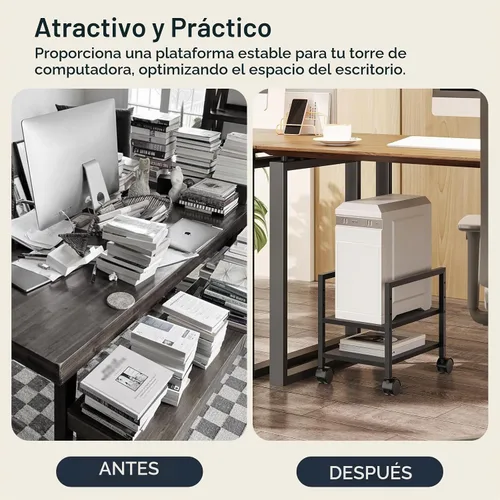 Vista 7 de HOOBRO Soporte para PC, soporte de torre de PC de 2 niveles que se adapta a la mayoría de torres de computadora, soporte de CPU para piso, altura
