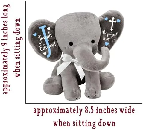 Vista 2 de Regalo de bautismo, regalo de bautizo, regalo de ahijado, regalo para padrino, elefante de peluche personalizado (elefante rosa)