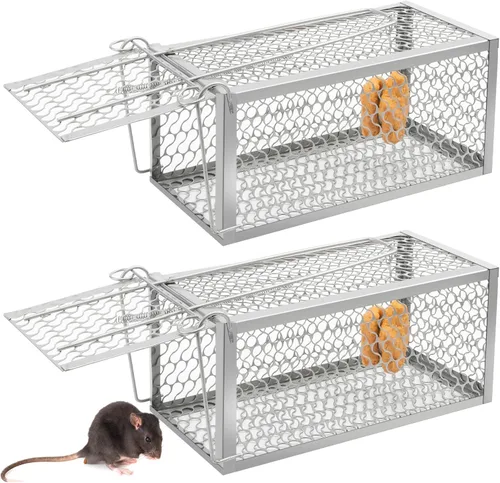 Vista 12 de Qualirey 1 Pieza Trampa Humana para Ratas Ardilla Listada Roedor Ratón Ardilla Trampa de 9.1 x 4.5 x 4.5 Pulgadas Animales Vivos Ratón Topillos