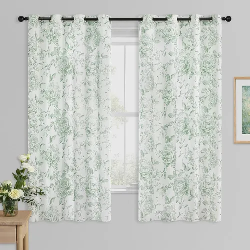 Vista 20 de Beauoop - Cortinas florales 100% blackout, de 84 pulgadas de largo, 2 paneles, para dormitorio, sala de estar, azul marino y blanco
