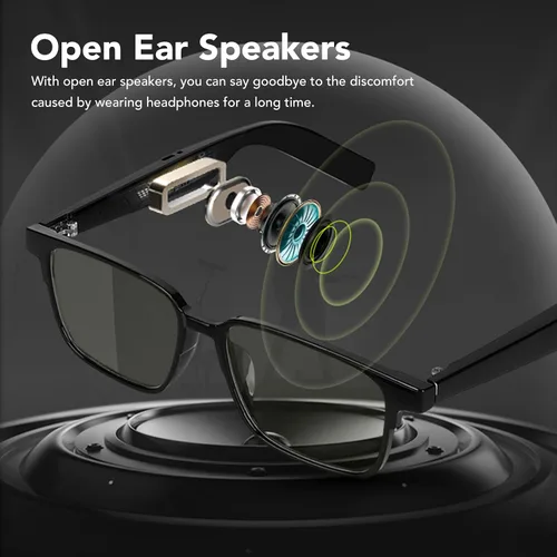 Vista 3 de VBESTLIFE Lentes inteligentes, Bluetooth 5.3 con oreja abierta, micrófono integrado, control de voz, IP5 impermeable, altavoces duales, estéreo