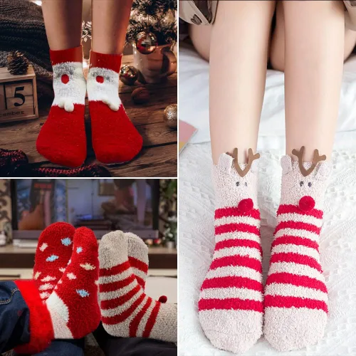 Vista 5 de SKEFOLI Cat Paw Socks, 5 Pairs Cat Claw Socks for Girls Women Cozy Fuzzy Cat Feet Socks