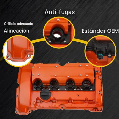 Vista 6 de Cubierta de válvula de aluminio compatible con BMW MINI Cooper S Paceman L4 1.6L 2007-2016 con piezas de motor N14 Turbo 11127646555 naranja