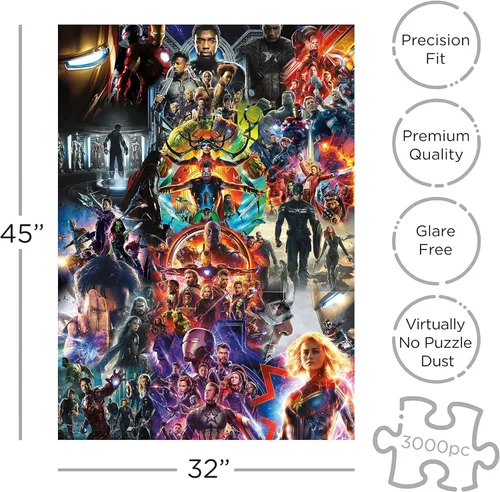 Vista 2 de Aquarius Marvel Avengers Collage (rompecabezas de 3000 piezas) – Sin deslumbramiento – Ajuste de precisión – Mercancía y coleccionables con licencia