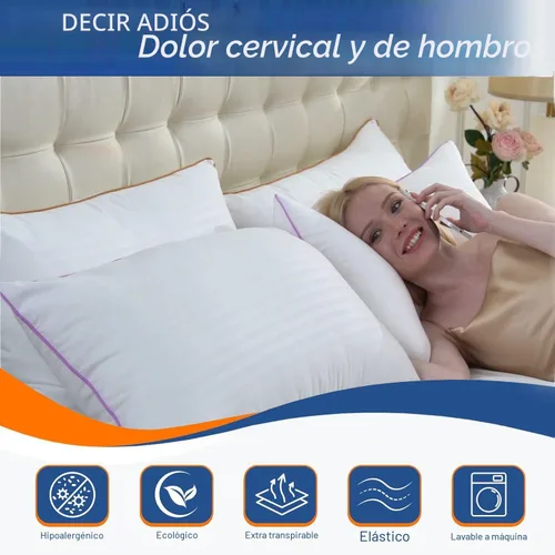 Vista 6 de VAINOC Juego de 2 almohadas de tamaño estándar, transpirables de la colección de hotel para dormir, relleno de microfibra alternativa de plumón