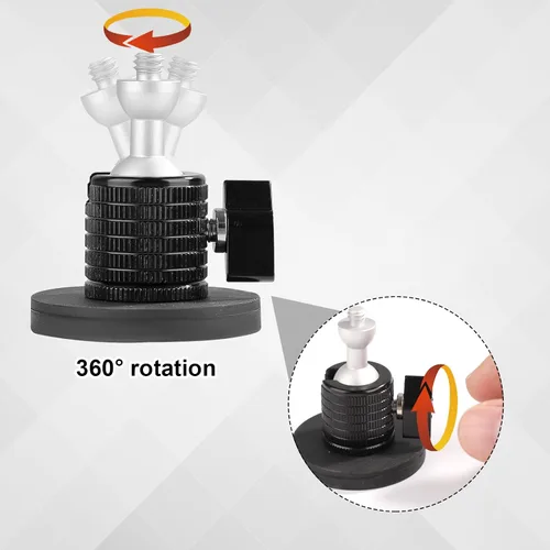 Vista 4 de Soporte magnético para cámara, soporte magnético de cámara de seguridad para cámaras con rosca de 1/4 de pulgada Base de montaje magnética ajustable
