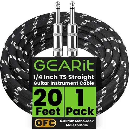 Vista 10 de GEARit Cable de instrumento de audio (10 pies) en ángulo recto a recto de 1/4 de pulgada macho a macho para cable AMP, base y guitarra eléctrica