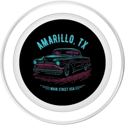 Vista 2 de Amarillo TX Main Street USA Classic Hotrod Car Design PopSockets MagSafe PopGrip for iPhone