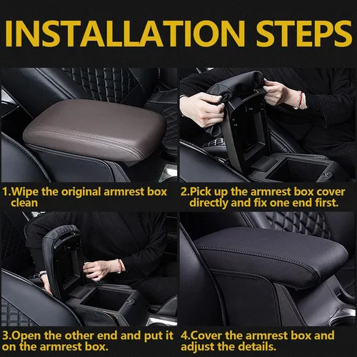 Vista 7 de AOMSAZTO Fundas de consola para Toyota RAV4 2019-2026, funda de cuero negro