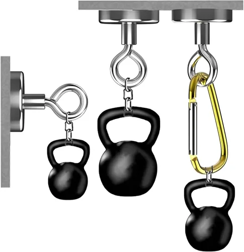 Vista 3 de KQWOMA Ganchos magnéticos para ojos, 12 ganchos magnéticos de neodimio fuertes para colgar, luces, herramientas, cocina, lugar de trabajo, oficina