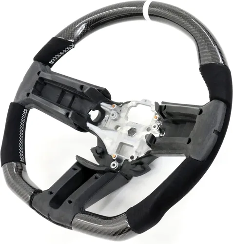 Vista 21 de IKON MOTORSPORTS, Volante compatible con Ford Mustang 2010-2014, Kit de reemplazo de cuerpo de volante en fibra de carbono y cuero con costura azul