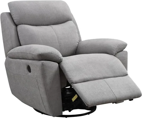 Vista 6 de Generic Silla reclinable giratoria con puerto de carga USB, color gris claro