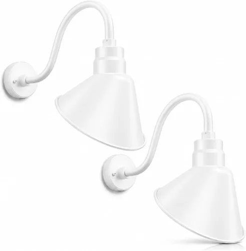 Vista 17 de Lámpara de señal de cuello de cisne de acabado galvanizado de 10 pulgadas con brazo de extensión de 22 pulgadas de largo, aplique de pared