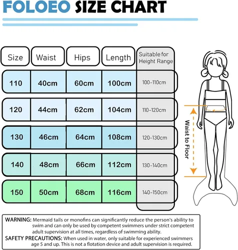 Vista 4 de FOLOEO Colas de sirena para niñas, sin monoaleta, trajes de baño para niños