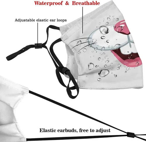 Vista 4 de Máscara facial de conejo de Pascua, lavable, reutilizable, para mujeres, hombres y adultos, con 2 filtros, Color-4, talla única