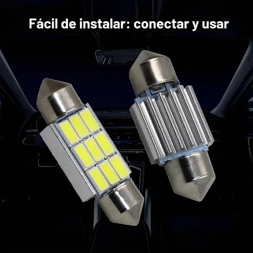 Vista 3 de 36mm Bombillas LED 6000K Blanco Puro Brillante para Luces Interiores de Coche, Libres de Errores, 9-SMD 5630 Chipsets, DE3021, Bombilla para Luz
