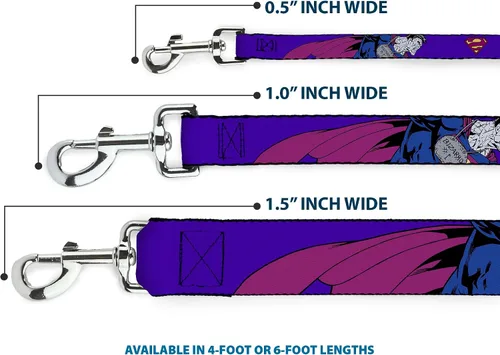 Vista 3 de Buckle-Down Correa para mascotas - Superman Shield Blue - 4 pies de largo - 1" de ancho