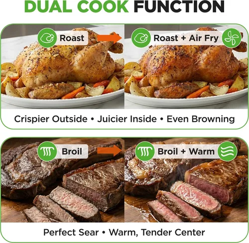 Vista 4 de NutriChef Freidora de aire y horno de 32 cuartos Freidora de aire digital con 20 ajustes preestablecidos, doble cocción, asador, horneado y más