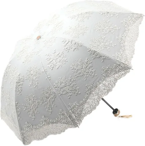 Vista 32 de Honeystore Sombrilla de viaje de encaje plegable anti-uv paraguas bordado a prueba de viento 2 Plegables Negro