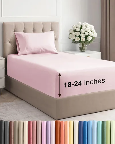 Vista 41 de Sábanas individuales de bolsillo extra profundo, sábanas transpirables y refrescantes de 3 piezas, juego de sábanas de lujo para hotel, suaves, sin