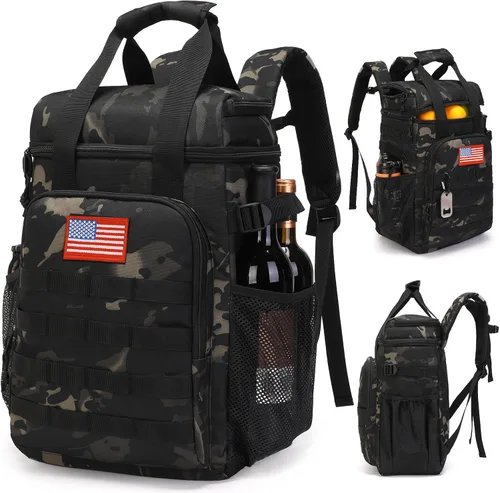 Vista 9 de Mochila térmica táctica, mochila de almuerzo para hombres y adultos, para trabajo con asa, mochila térmica suave aislada, impermeable, a prueba