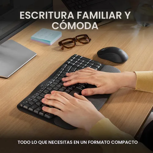 Vista 3 de Logitech Wave Keys MK670 Wireless Ergonomic Keyboard Mouse Combo - Graphite Grafito