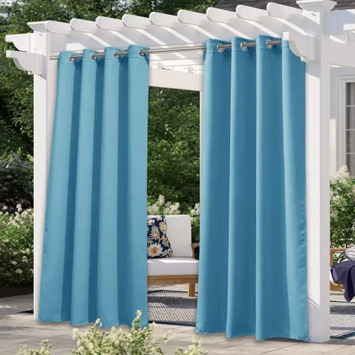 Vista 83 de NICETOWN Cortina para Exteriores para Patio Impermeable de 84 Pulgadas de Ancho, Aislamiento Térmico con Ojales Antioxidantes Bloqueo UV Cortina