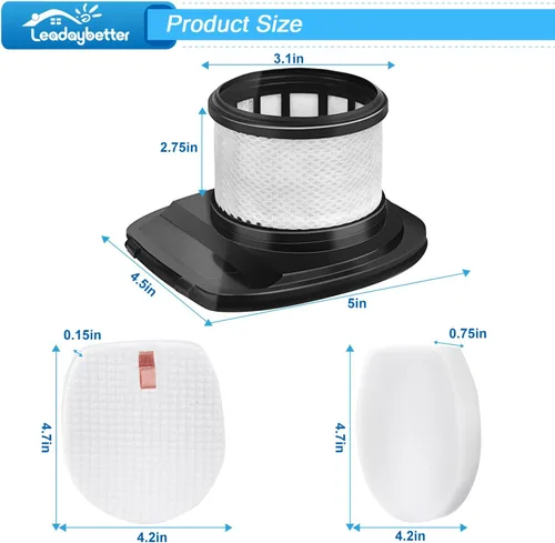 Vista 8 de Leadaybetter IX141 Filtro de repuesto para aspiradora inalámbrica Shark Rocket Pro IX140 IX141 IX142 IZ140 IZ140C IZ141C IZ142 UZ145, 2 HEPA y 4