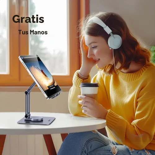 Vista 3 de UGREEN Soporte para tablet para escritorio giratorio con base giratoria de 360°, soporte portátil de aluminio, ajustable, accesorios de oficina